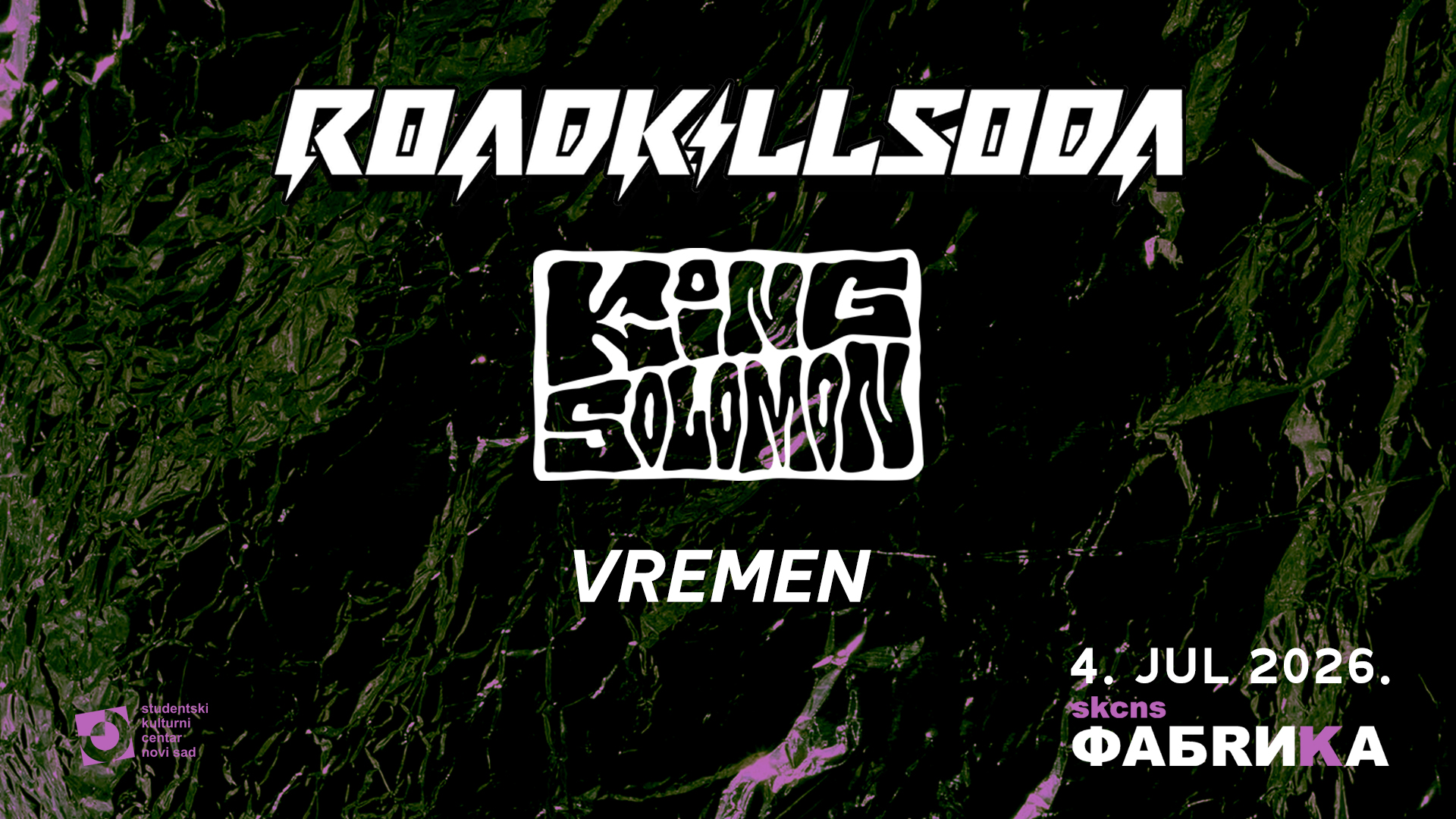 Koncert RoadkillSoda, King Solomon i Vremen
