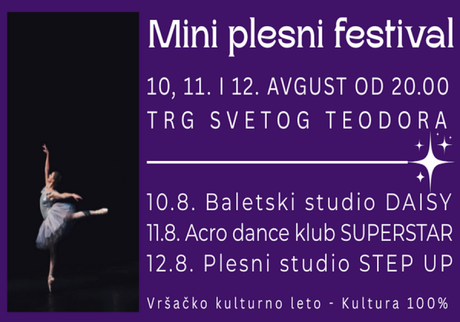 Mini plesni festival od 10. do 12. avgusta na Trgu svetog Teodora