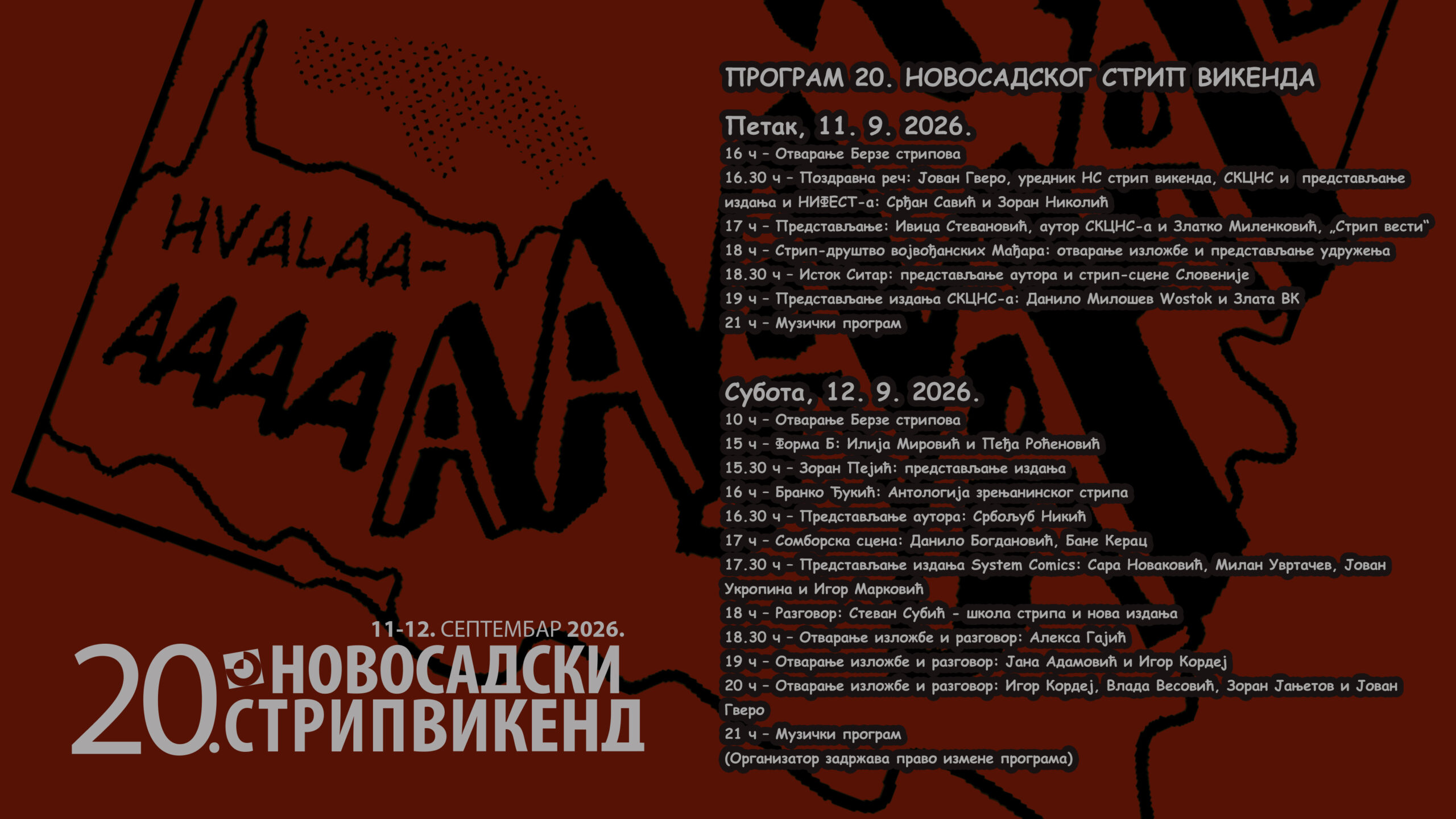 Jubilarni 20. Novosadski strip vikend