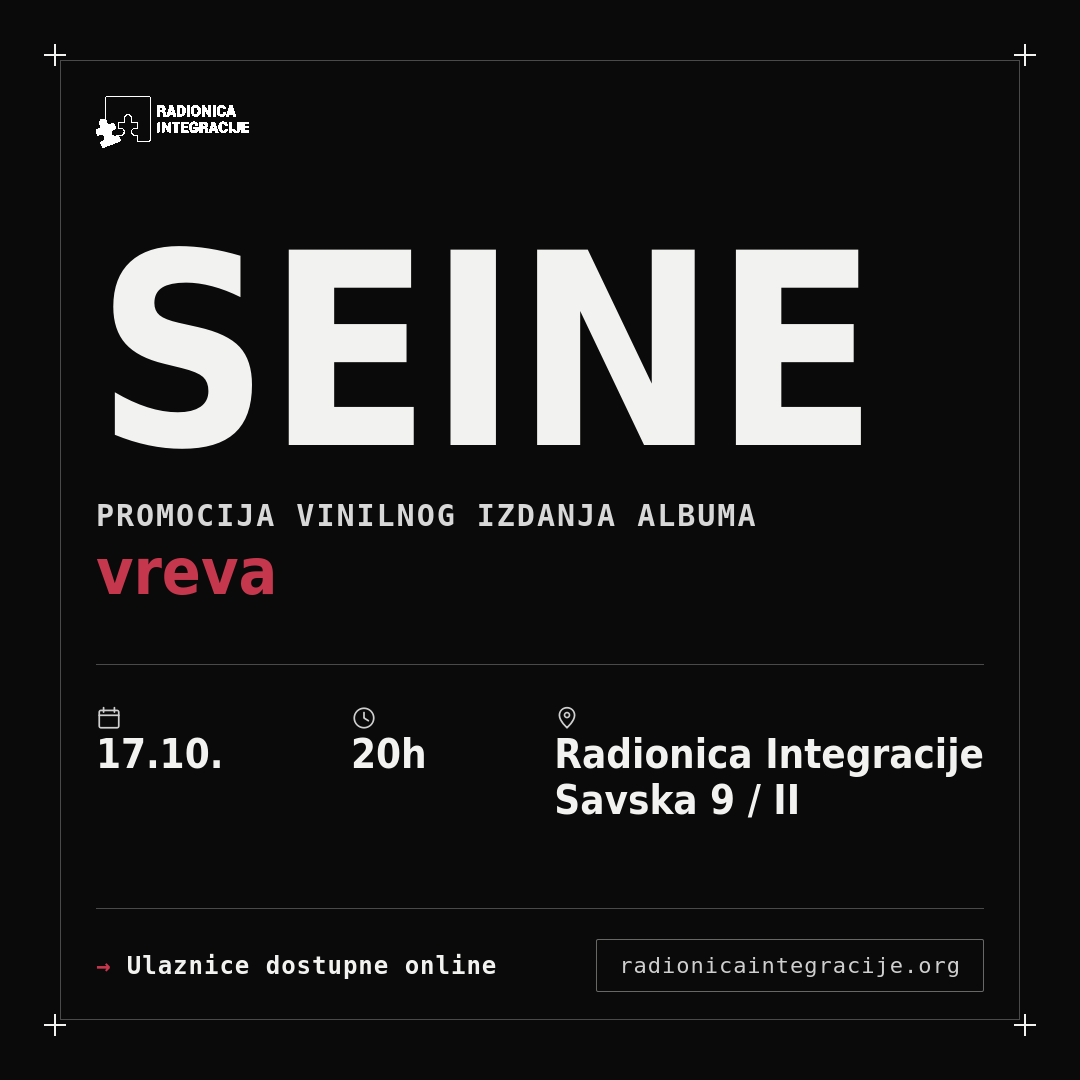 Koncert grupe SEINE – 17. oktobra u 20h